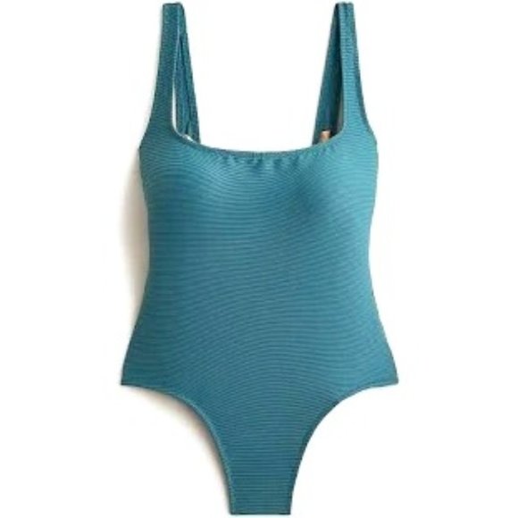 Resort Wear! J. Crew Ribbed Squareneck Swimsuit - Picture 3 of 7